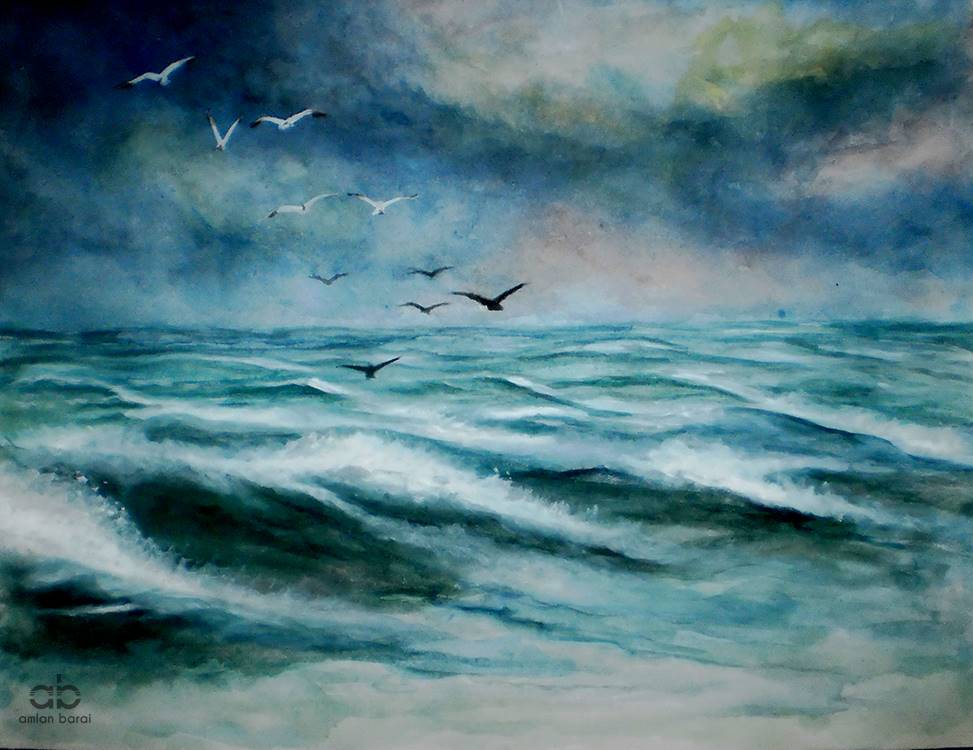 Ocean in Watercolor, by Amlan Barai
